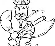 Coloriage viking avec une hache pour enfants