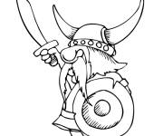Coloriage et dessins gratuit Viking chibi levant son &eacute;p&eacute;e à imprimer