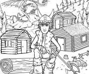 Coloriage Viking dans la foret