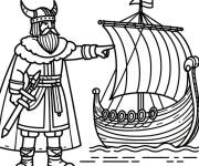 Coloriage Viking et bateau