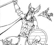 Coloriage Viking Loups et corbeaux