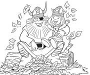Coloriage Viking p&egrave;re et fils
