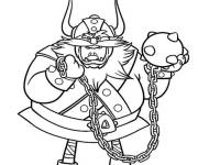 Coloriage Viking portant une masse sur une cha&icirc;ne