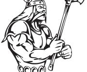 Coloriage viking puissant avec double hache