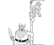 Coloriage Viking sur un radeau