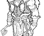 Coloriage Viking tenant deux haches