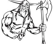 Coloriage Viking tr&egrave;s fort avec sa hache