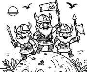 Coloriage Vikings pirates sur l'ile