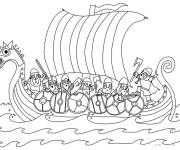 Coloriage Vikings sur le bateau