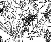 Coloriage La Vie au Village des Indiens