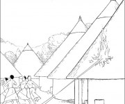 Coloriage Les Maisons de Village africain