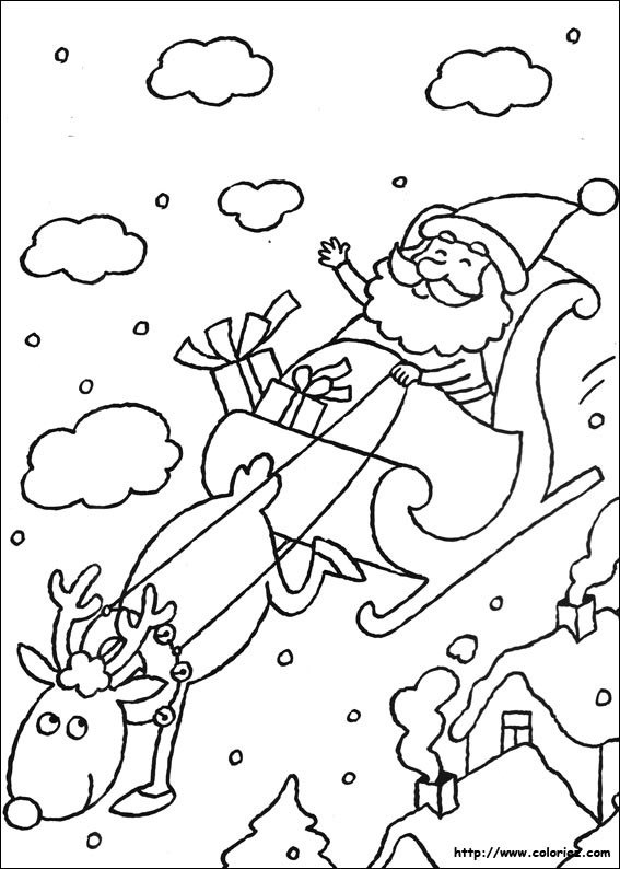 Coloriage et dessins gratuits Père Noël se dirige  vers Le Village à imprimer