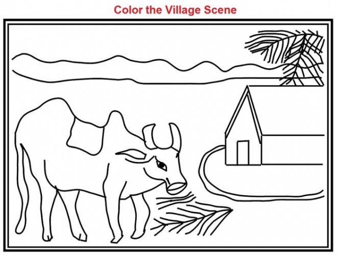 Coloriage et dessins gratuits Scène de Village à imprimer