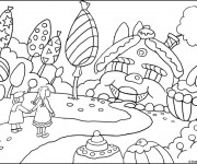 Coloriage Village Bonbons
