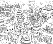 Coloriage Village de Noel magique