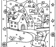 Coloriage et dessins gratuit Village en Hiver à imprimer