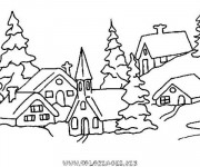 Coloriage Village enneig&eacute;