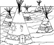 Coloriage Village indien