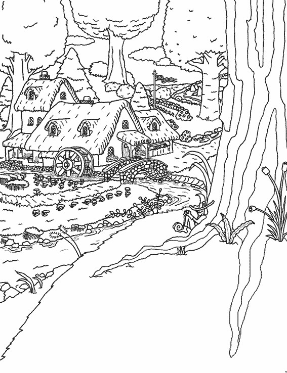 Coloriage et dessins gratuits Village magique à décorer à imprimer