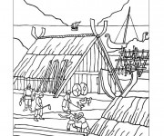 Coloriage et dessins gratuit Village médiéval à imprimer