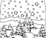 Coloriage Village sous La Neige dessin gratuit à imprimer