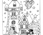 Coloriage Villages Noel pour enfant