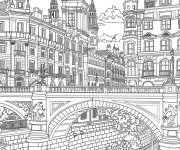Coloriage Ancienne ville europ&eacute;enne &agrave; colorier