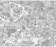 Coloriage Aper&ccedil;u de ville complexe