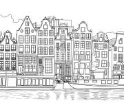 Coloriage Architecture de la ville Amsterdam