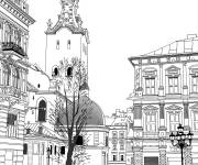 Coloriage Architecture de la ville en Ukraine