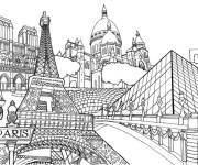 Coloriage Architecture iconique de la ville fran&ccedil;aise