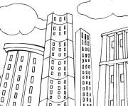 Coloriage B&acirc;timents de la ville en ciel