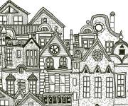 Coloriage B&acirc;timents ville complexe