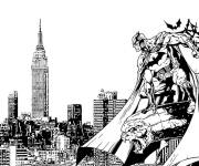 Coloriage Batman dans la ville de Gotham