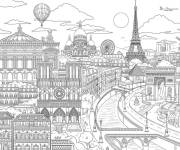 Coloriage Coloriage d'un paysage de la ville de Paris
