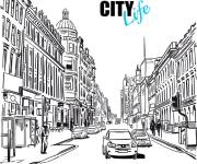 Coloriage Croquis d'une ville