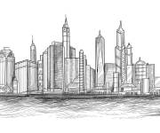 Coloriage Croquis d'une ville en sketch