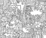 Coloriage Griffonnage de ville d'avion