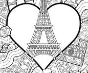 Coloriage L&rsquo;amour de la ville de Paris