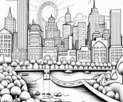 Coloriage La nature en ville