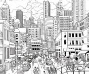 Coloriage La vie dans le march&eacute; de la ville