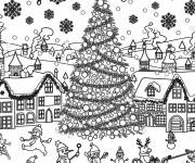 Coloriage La ville pendant la saison de Noel