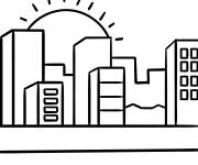 Coloriage La ville pendant une journ&eacute;e ensoleill&eacute;e