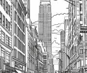 Coloriage Large ville de New York r&eacute;aliste