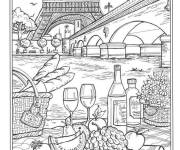 Coloriage Les belles paysages de la ville de Paris