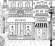 Coloriage Les boutiques de la ville de Paris