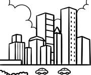 Coloriage Les voitures en roulant dans la ville