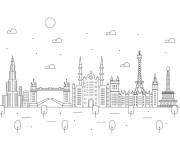 Coloriage et dessins gratuit Monuments de la ville simple vectorielle à imprimer