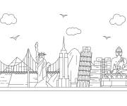Coloriage et dessins gratuit Monuments des villes c&eacute;l&egrave;bres à imprimer