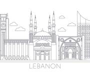 Coloriage Paysage de la ville du Liban en vecteur